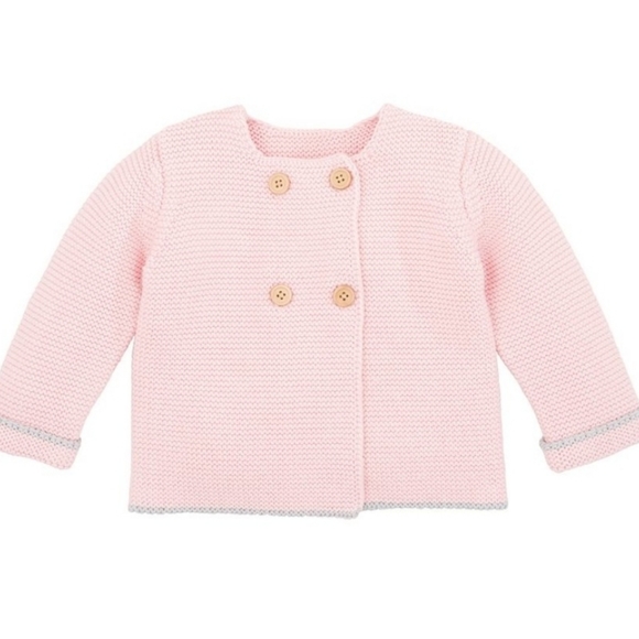 Elegant Baby Pink Grey Chunky Sweater 18mo NWOT - Picture 1 of 9